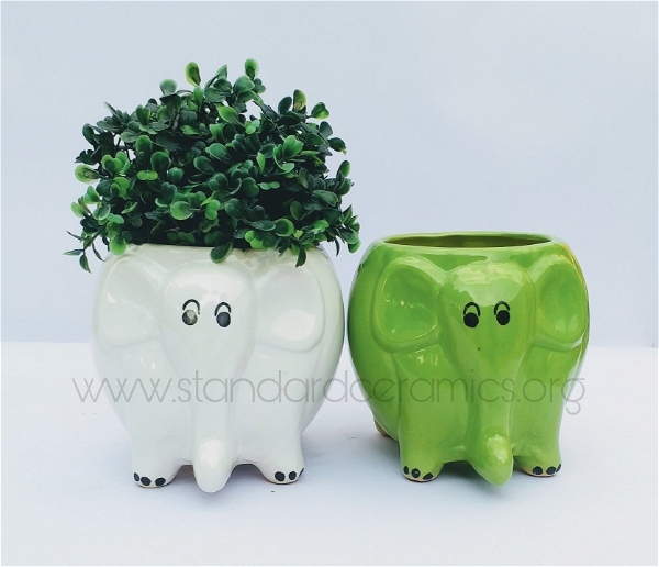 Ceramic Elephant Pots planters | Indoor Planters | Khurja Planters SCI - 406 - H-5, W-5 Inches, SCI - 406