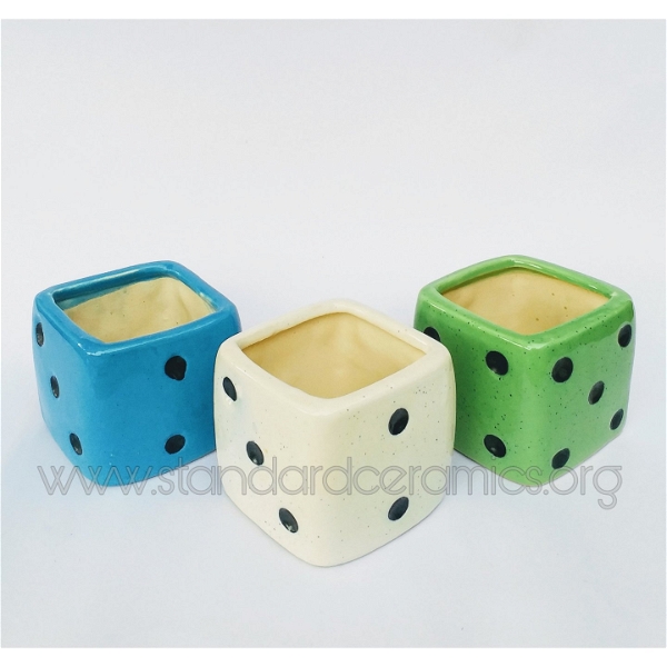 Ceramic Indoor Planters Pots Khurja SCI - 408 - H - 3.5 , W - 3.5 Inches, SCI - 408