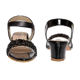 Black Heel Chain work Kids sandals- 8 Pair set - Black