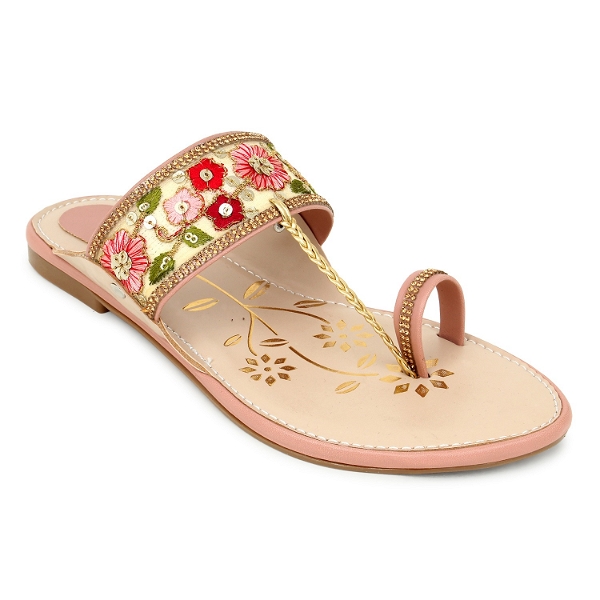 Women Flat Pink Kolhapuri slipper - 6 Pair set - Pink