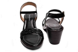  Short heel black Sandals -6 Pair Set - Black