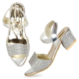 Silver  Heel fancy Kids sandals- 8 Pair set - Silver