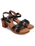 Black 2 inch heel Sandals for women - 6 pair set - Black