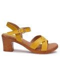 Yellow 2 inch heel Sandals for women - 6 pair set - Mustard