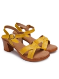 Yellow 2 inch heel Sandals for women - 6 pair set - Mustard