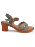 Olive green 2 inch heel Sandals for women - 6 pair set - Green