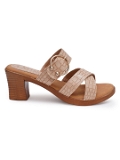 Cream 2 inch heel Slippers for women - 6 pair set - Beige