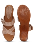 Cream 2 inch heel Slippers for women - 6 pair set - Beige