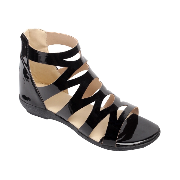 Black Patent Kids Gladiator sandal for girls 8 Pair set - Black