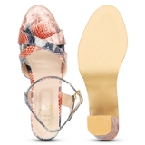 Peach snake High Heel sandals for women - 6 Pair set - Peach