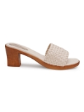 Cream 2 Inch Heel Sandals For Women - 6 Pair Set - Cream