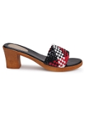 Black multy 2 inch heel Slippers for women - 6 pair set - Black