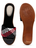 Black multy 2 inch heel Slippers for women - 6 pair set - Black