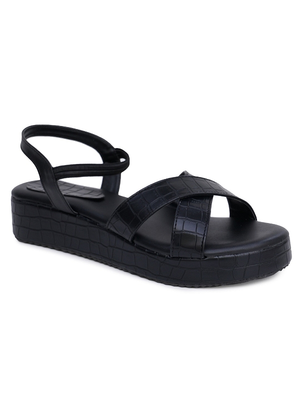 Black Short Platform gola Sandal 6 pair set - Black