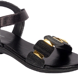 Flat women Sandals semi casual Black- 6 Pai set - Black
