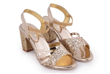 Golden 2 inch heel  fancy party wear sandal 6 Pair set - Golden