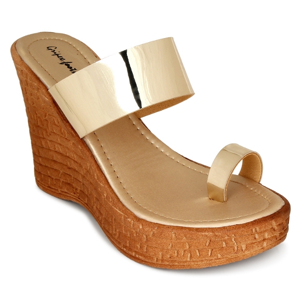 Platform weges Golden slipper for women - 6 Pair set - Golden