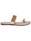 Golden flat womne casual slipper- 6 Pair set - Golden