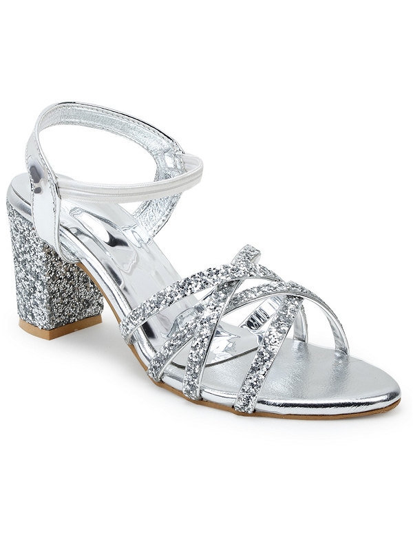 Heel Sandal -6 Pair Set(₹246/Pair) - Silver