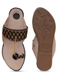 Women Flat Black Kolhapuri slipper - 6 Pair set - Black