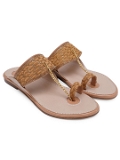 Women Flat Tan  Kolhapuri slipper - 6 Pair set - Taan beige
