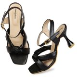Women Classy Black Heel sandals- 6 Pair set. - Black