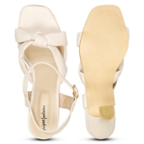 Women Classy Cream Heel sandals- 6 Pair set. - Cream