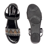 Flat sandal 6 pair set  - Black