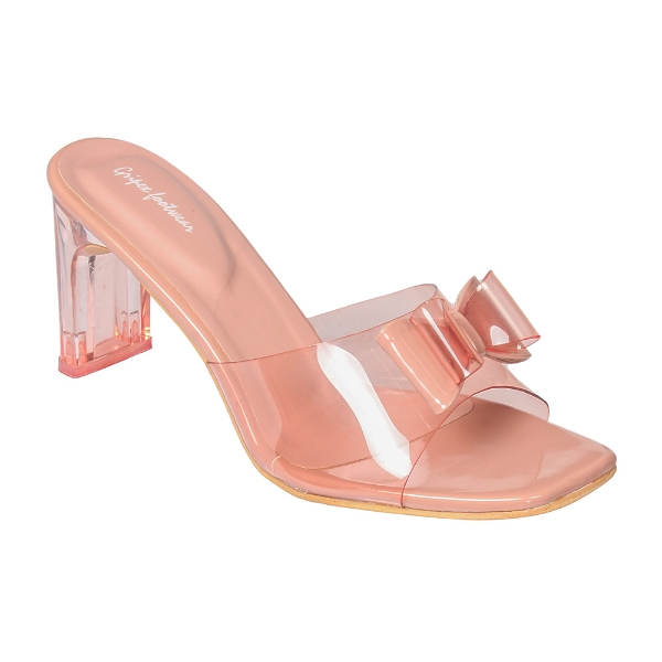 Glass Heel slipper -6pair set  - Peach