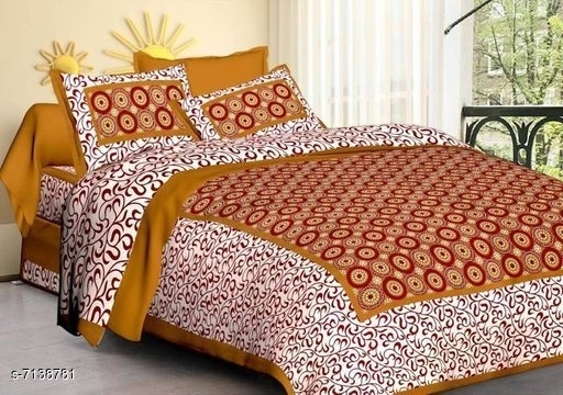 GHFa-7138781 Beautiful Cotton Bedsheets - Light Brown, Queen