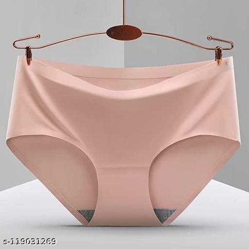 GIWb-119031269 Pack of 4)Woman Ice Silk Mid-Waist Laser Cut Underwear Seamless Panties - Multicolour, XL