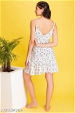 GTCb-50576703 Clovia Print Me Pretty Short Dress in White- Cotton Rich - Printed, M