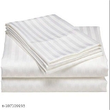 GHFa-107109195 Deligant Stripes Bedsheet - King, White