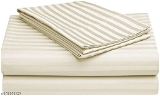 GHFa-107109197 Deligant Stripes Bedsheet - Queen, Dark Cream