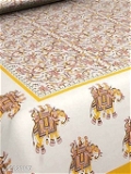 GHFa-10329863 Jaipuri Print Cotton Double Bedsheet - Cream Can, King