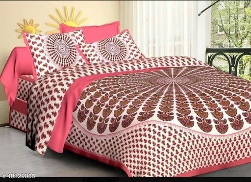 GHFa-10329863 Jaipuri Print Cotton Double Bedsheet - Tickle Me Pink, King