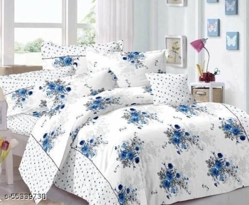 GHFa-55339737 Feel Cotton Decent print Gorgious look Bedsheets - Double, Dark Blue