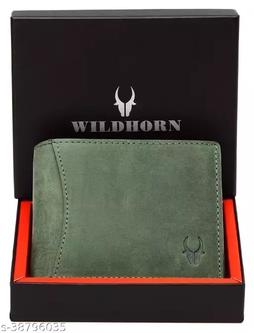 GAa-38796039 Trendy WildHorn? Green RFID Protected 100% Genuine Leather Wallet for Men? - Juniper, Free Size