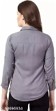 GTCa-90696934 Grey Color Solid Full Sleeves Shirt - Manatee, L