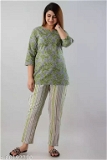 GTCa-80192212 Stylish Night Suit for Women - Shadow Green, XXXL