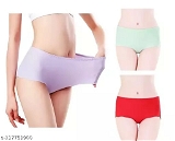 GIWb-117751900 Combo of 3 Women's Ice Silk Blend Panty   - Multicolour, S