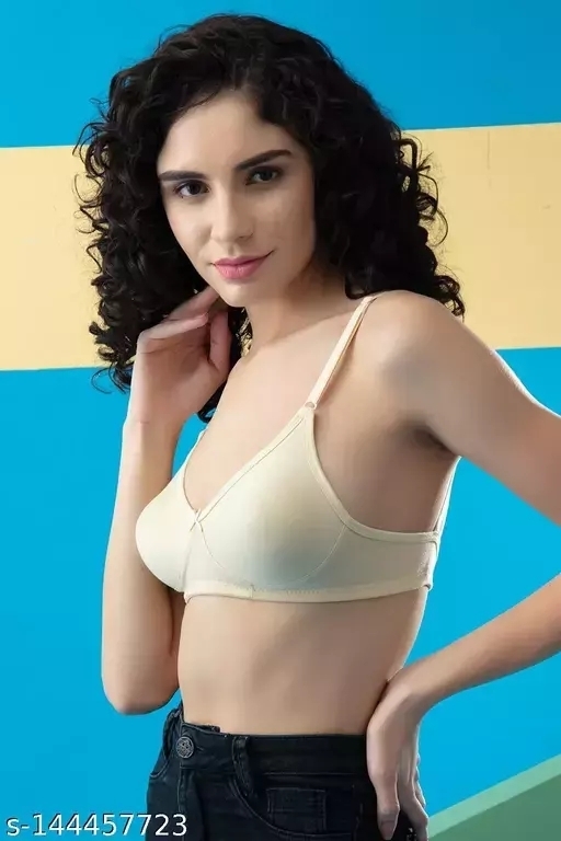 GIWb-144457723 Clovia Non-Padded Non-Wired Full Cup T-shirt BraClovia Non-Padded Non-Wired Full Cup T-shirt Bra - Ivory, 34-𐃗