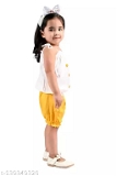 GKb- 139349320 Girls Top And Half Pant - Yellow, 9-12 Months