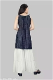 GKb- 154091464 Rayon Suit Sharara Set with Bandhini Print - Navy Blue, 7-8 Years