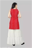 GKb- 154091465 Bandhini Print Top and Sharara Bottom For Girls - Red, 12-13 Years