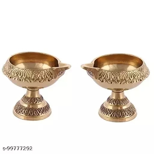GHDc-99777292 Brass Kuber Akhand Deepam Diya on Stand - P-A, Free Size