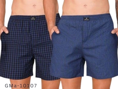 GMa-10107 Mens Cotton Shorts  - Navy Blue & Blue, 38