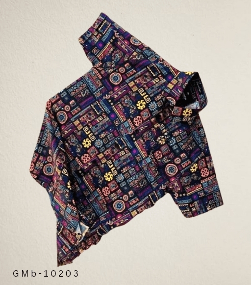 GMb-10203 Latest Party Wear Printed Shirts For Men - Purple, XL
