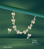 GJb-13216 Pearls And Diamond Necklace Set  - Adjustable
