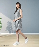 GWWb-20213 Grey Printed Shirt Dress For Women  - XXL